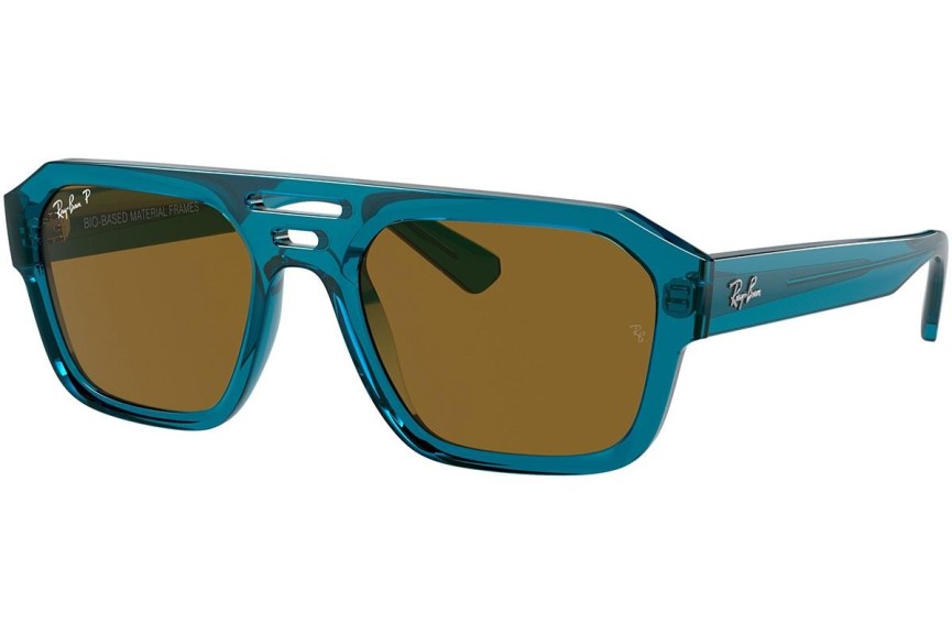 Слънчеви очила Ray-Ban Corrigan RB4397 668383 Polarized Flat Top Синя